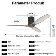 52" ceiling fan light + fan 2-in-1 6 speeds remote control reversible/timer function silent DC motor
