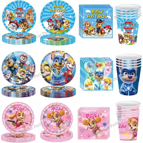 Birthday Paw Patrol Plates and Glasses Paw Patrol Birthday Decoration Skye Napkins Cups plate Paw Pa