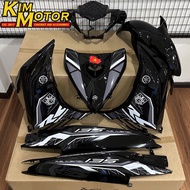 COVERSET LC135 V6 V7 ORIGINAL VELOZI RC135 EXCITER RC METALLIC BLACK WHITE HITAM PUTIH