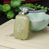 和田玉若羌黃口大肚笑佛佛公吊墜 老料黃玉佛牌項錬 高油溫潤