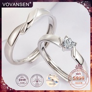 25328-9 VOVANSEN 100% s999 original silver couple ring  adjustable， S999 cincin, custom laser engrav