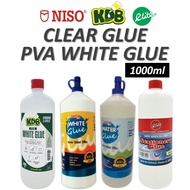 White PVA Glue And Clear Glue 1000ml (1KG) Multi Purpose Glue Quick Dries for ART & CRAFT SLIME MATE