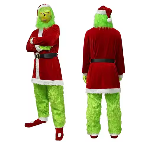 Christmas Cosplay Costume Santa Claus Green Monster Grinch Performance Party Outfit Unique Modern Da
