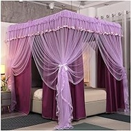 Double decker luxury bed canopy mosquito net, Windproof|blackout bed curtain for year-round use as a bedroom bed canopy (Color : Purple, Size : 150X200cm/59X79inch)