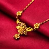 Original 916 gold sand gold necklace women's flower set jewelry accessories Jewelry Gifts