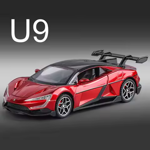 1:32 Alloy Diecast BYD YANGWANG U9 Toys Cars Miniature Model with Light Music Supercar 4 Doors Opene