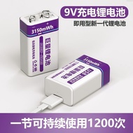 9V Lithium Rechargeable Battery USB Rechargeable Battery for Razor Multimeter Microphone 6F22 Square