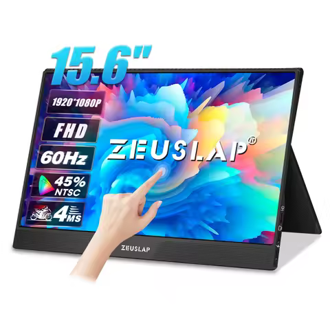 ZEUSLAP 15.6inch Portable Monitor Touch Panel Computer Touch Monitor Compatible with PS4 Switch Xbox