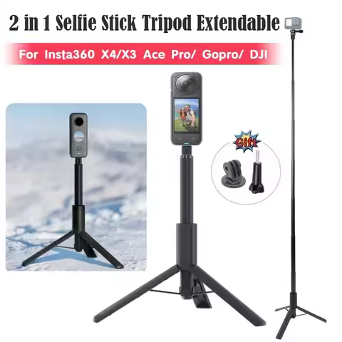 For Insta360 X5 2-in-1 Invisible Selfie Stick + Tripod Extendable For Insta360 X4 X3 Ace Pro 2 / Gop