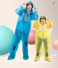 ONE - 防汙防疫雨衣 成人超厚分體套裝包腳款藍色 有帽繩袖口有鬆緊