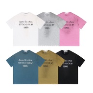 Acne Studios Classic Style Short Sleeve 1996 Letter Print Washed Distressed Unisex T-Shirt