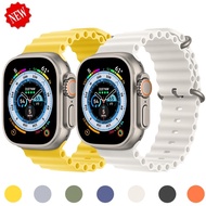 [HOT JUXXKWIHGWH 514] Ocean สำหรับ Apple Watch Band 49มม. 45มม. 44มม. 40มม. 41มม. 42มม. ซิลิโคน Correa สร้อยข้อมือสำหรับ Apple Watch Ultra Serie 8 7 6 5 Se