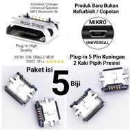 Konektor Cas Plug in Musik Box Hp Smartphone 5 Pin Pipih Ori Casan On Kembali