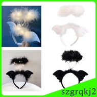 [Szgrqkj2] Angel Headband Hair Band Cute Headdress Devil Cosplay Headwear Feather Headband for Photo Props