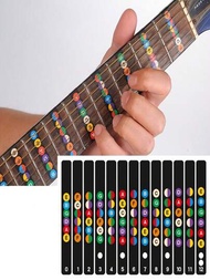 1入組黑色指板音符圖標籤貼紙適用於 6 弦原聲吉他和電吉他，釋放您的吉他潛力