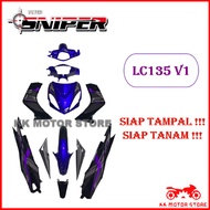 [ FULL TANAM  ] COVER SET SNIPER LC135 V1 EXCITER RC BLUE PURPLE BLACK / BIRU UNGU HITAM EXCITER RC