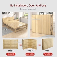 Solid Wood Foldable Bed Single Bed Frame Reinforced Bed