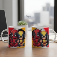 Xman and Deadpool Chibi Cute Friend Glass Mug