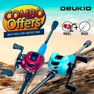 DEUKIO LQ Deukio LK Set combo pancing mampu milik Baitcasting Fishing Reel mesin pancing Rod