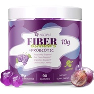 10G Fiber Gummies for Adults, No Sugar Added Grape Flavor, Fiber Supplement with 30 Billion CFU Prob