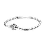 PANDORA Pandora Dazzling Heart-Shaped Chain Snake Bracelet Basic DIY Snake Bone Bracelet Couple Basi
