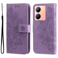 Ready to ship Seven-petal Flowers Embossing Leather Phone Case For vivo Y78 5G Foreign/vivo Y36 4G /
