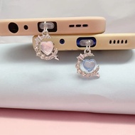 Dust plug for mobile phones Rhinestone Pink Blue Love Moon Sword mobile Phone Anti-Dust plug Chargin