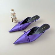 Balenciaga/巴黎世家 黑紫尖頭綁帶高跟鞋 36.5碼