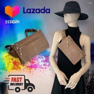 SALE / PRELOVED : กระเป๋าคาดคาดอกคาดเอว หนังแท้ สีเบจ #KD14