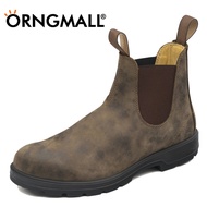 ORNGMALL Retro Leather Ankle Boots for Men Chelsea Boot Casual Platform Shoes Men Spring Winter Slip
