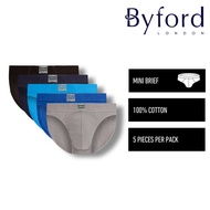 Byford Seluar Dalam Lelaki (5 Pcs) | Byford Ribbed Cotton Mini Brief Underwear - BUD5258M