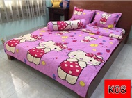 [HCM]Bộ Chăn Ga Gối 5 món Cotton Poly Hello Kitty 1m8 x 2m x 10cm