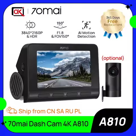70mai Global New Cam A810 Ultra HD 4K AI Motion Detection Car DVR Support Rear or Parking Montioring