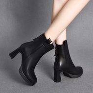 Korean High Heels Thick Heels Boots Women Leather Martin Boots Women Shoes