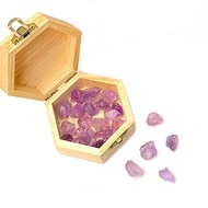 天然冰透體紫水晶原石-凈化充電消磁天然NG微瑕松木盒套組