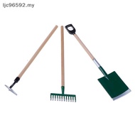 [LJC] 3psc/Set Metal Garden Spade Rake Tools For Dolls House Miniatures Accessories [MY]