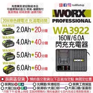 🛍️出售全新現貨📦🟢WORX威克士 - WA3922 160W 6.0A 高速充電器 (🟢通用 WORX威克士 20V綠色鋰電池 或 🔴KRESS卡勝 20V鋰電池 充電使用🔋🔌)