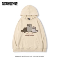 เสื้อสเวตเตอร์มีฮู้ดบุขนแกะ Pusheen Cat สำหรับผู้ชายและผู้หญิง ทรงหลวม แขนยาว ปกติ ฤดูใบไม้ร่วง/ฤดูห
