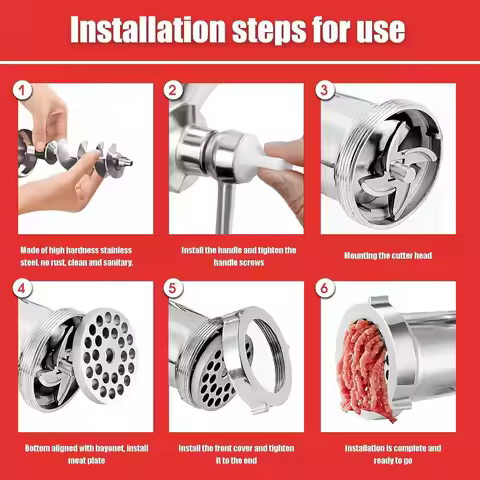 Manual Meat Grinder Aluminum Alloy Manual Food Mill Device Heavy Duty Hand Meat Grinder 3 Sausage Tu