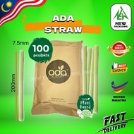 ADA Straw 7.5mm (100pcs) – Jerami Minuman Berasaskan Tumbuhan | Plant-Based Eco Drinking Straw