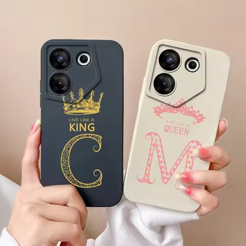 For Tecno Camon 20 Premier 5G Cases Luxury Crown Letter Pattern Liquid Silicone Back Cover For Tecno