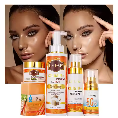 LKIAE Papaya Whitening Skincare Set, Remove Dark Spots, Freckle, Hyperpigmentation, Deeply Moisturiz