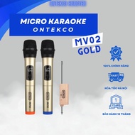 Bộ Micro Không dây Cao cấp ontekco mv02 Chuyên cho loa kéo & amply - Bảo hành 12 Tháng (2 mic)