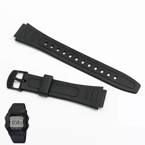 18mm Watch Bracelet For Casio G-Shock Strap W-800H W-217H AQ-S800W Resin Rubber Convex Joint watch a