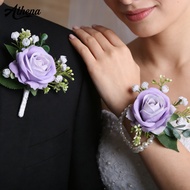 athena|  Rose Wrist Corsage Wrist Corsage Wedding Corsage Wristlet with Faux Pearls and Simulated Ro