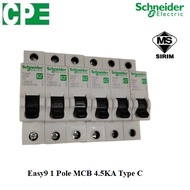 Schneider Easy9 6A 10A 16A 20A 32A 40A 1 Pole MCB 4.5KA Type C