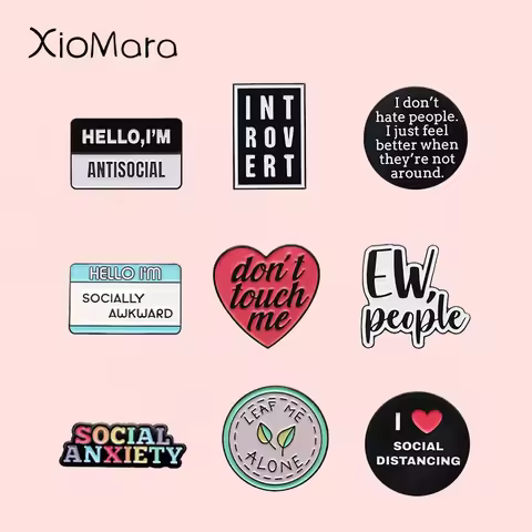I Love Distancing Social Anxiety Enamel Pins Custom Antisocial Quotation Brooch Lapel Badges Social