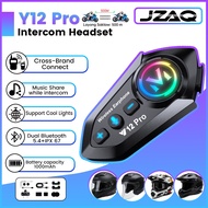 (🔥MY Stock🔥)JZAQ Y12Pro Motorcycle Bluetooth Intercom CrossBrand Connect,Waterproof Intercom Headset
