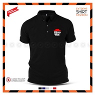 Polo T-Shirt Sulam Pizza Hut Fast Food Master of Pizza Hawaiian pizza Baju Lelaki Cotton Embroider F