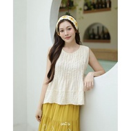 Dumpling-Cotton Short-Sleeved Sleeveless Shirt (1-Layer Gauze)